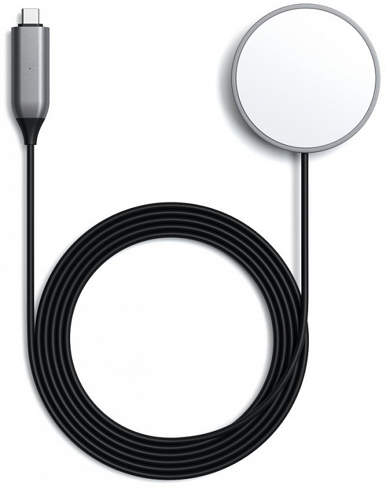 фото Беспроводное зарядное устройство Satechi Magnetic Wireless Charging Cable. Интерфейс Type-C, длина 1.5м. Цвет: серый космос