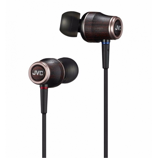 фото Наушники JVC проводные внутриканальные, модель HA-FW03-F, серия WOOD. Цвет: черный