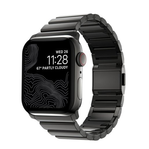 фото Ремешок Nomad Steel Band v2 для Apple Watch 44mm/42mm. Материал титан. Цвет ремешок титановый, застежка серая