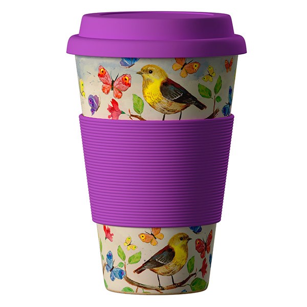 фото ЭКО Стакан из бамбукового волокна &amp;quot;BambooCup&amp;quot;, Птицы, 400 МЛ