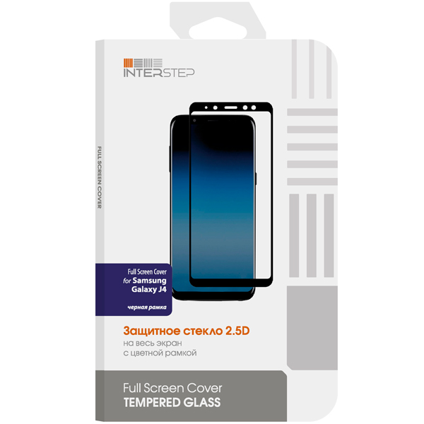 фото Защитное Стекло Full Screen Cover Для Samsung J4, С Черной Рамкой