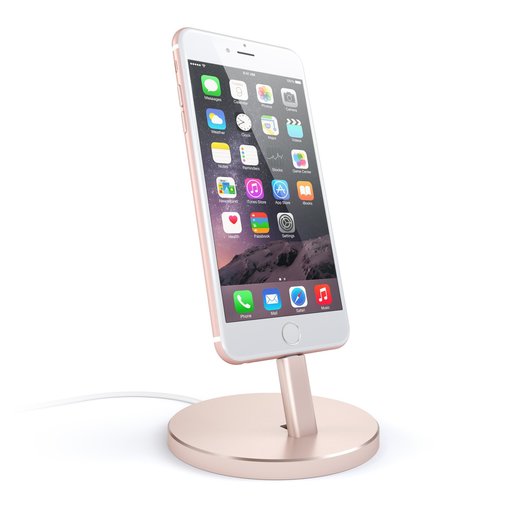 фото Подставка док-станция Satechi Aluminum Desktop Charging Stand для iPhone с Lightning разъемом. Материал алюминий. Цвет розовое золото.
Satechi Aluminum Desktop Charging Stand for iPhone