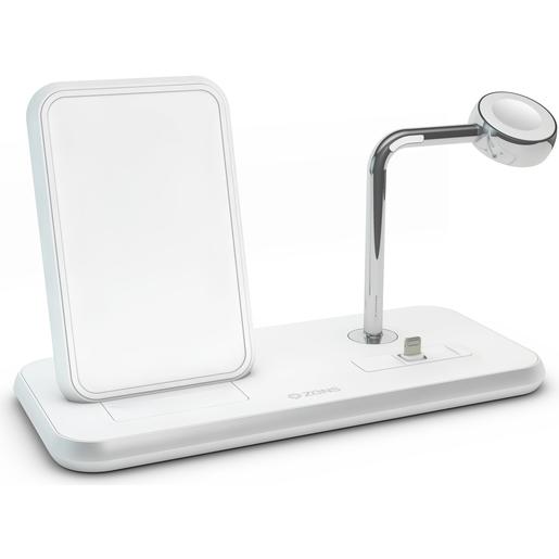 фото Беспроводное зарядное устройство ZENS Aluminium Dual Wireless Charger + Dock + Watch 10W. Цвет белый