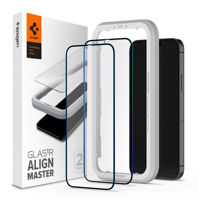 фото Защитное стекло Spigen Glas.tR AlignMaster 2 Pack (AGL01792) для iPhone 12 Pro Max (Black)