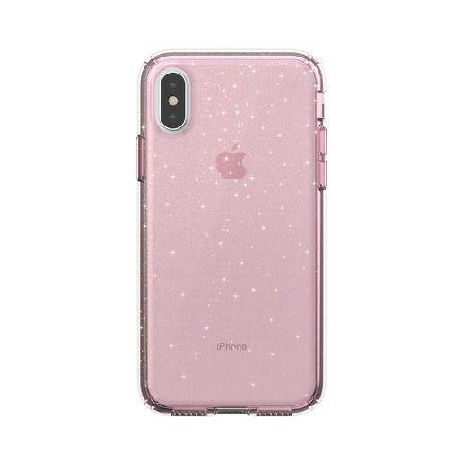 фото Чехол Presidio Clear + Glitter для iPhone XS/X. Материал пластик. Цвет розовый/золотой