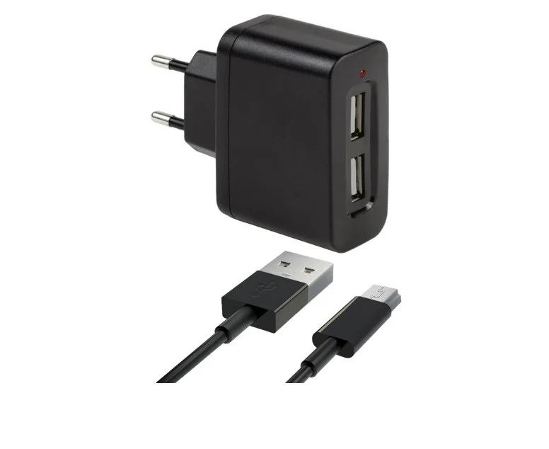 фото ЗУ от сети комбо:2USB+ каб microUSB ток 2000мА