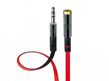 фото Кабель аудио удлин. BW 3.5мм M-F красно/черн, 3м