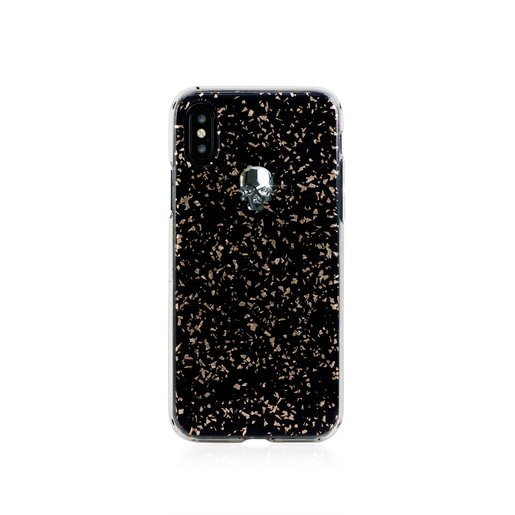фото Чехол Bling My Thing для iPhone XS/X, с кристаллами Swarovski. Материал пластик. Коллекция Treasure 3D. Дизайн Silver Skull. Цвет черный