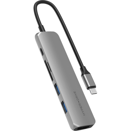 фото USB-хаб Hyper HyperDrive BAR 6-in-1 USB-C Hub для iPad Pro, MacBook Pro / Air. Порты: HDMI, 2 x USB-A, Micro SD, SD, USB Type-C Power Delivery.