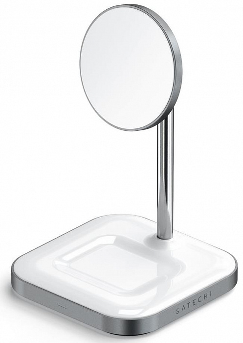 фото Беспроводное зарядное устройство-подставка Satechi Magnetic 2-in-1 Wireless Charging Stand. Материал алюминий. Цвет: серый космос
