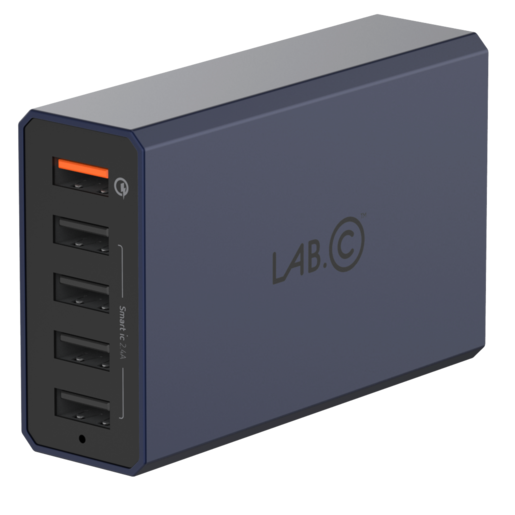фото Зарядное устройство LAB.C X5 Pro. Работает от сети 220В, имеет 5 USB разъемов. 4x2,4А, 5В, 1x USB Qualcomm, Выходное напряжение 5В, сила тока 2,4А. Цвет темно-синий.
Зарядное устройство LAB.C X5 Pro
