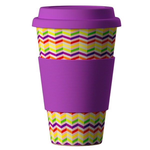 фото ЭКО Стакан из бамбукового волокна &amp;quot;BambooCup&amp;quot;, Зиг-Заг, 400 МЛ