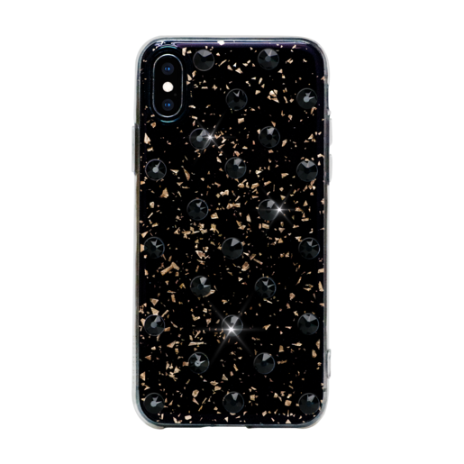 фото Чехол Bling My Thing для iPhone XS/X, с кристаллами Swarovski. Материал пластик. Коллекция Extravaganza. Дизайн Polka Dots Jet. Цвет черный