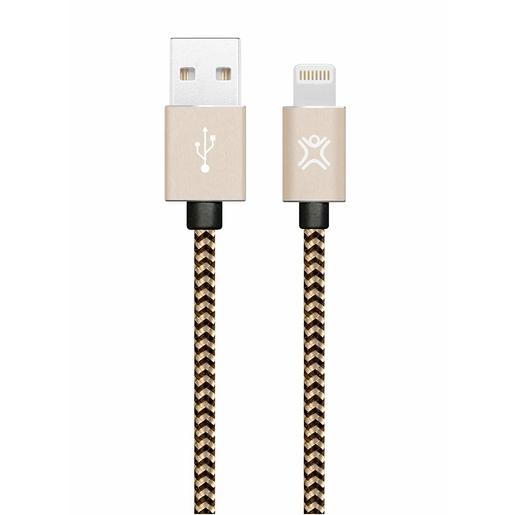 фото Кабель XtremeMac Premium Lightning to USB. Оплетка из нейлона. Длина 2м. Цвет золотой.