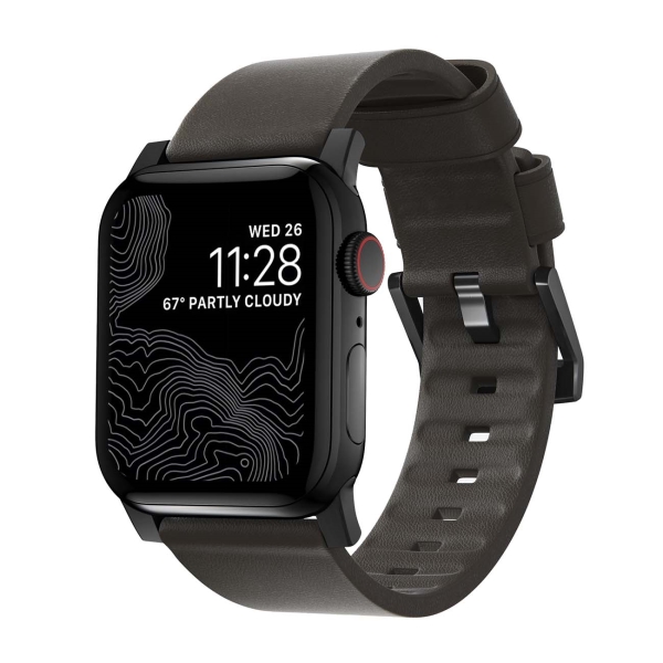 фото Ремешок Nomad Active Modern Leather Strap для Apple Watch 44mm/42mm. Цвет ремешок черный, застежка черный
