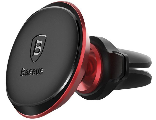фото Автомобильный держатель Baseus Magnetic Air Vent Car Mount Holder with cable clip Red
