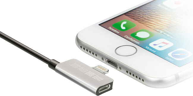 фото Кабель Нейлон Lightning ,Charge'N'Listen, 0,2м, Черный/Серебро, TPE, мет.коннекторы