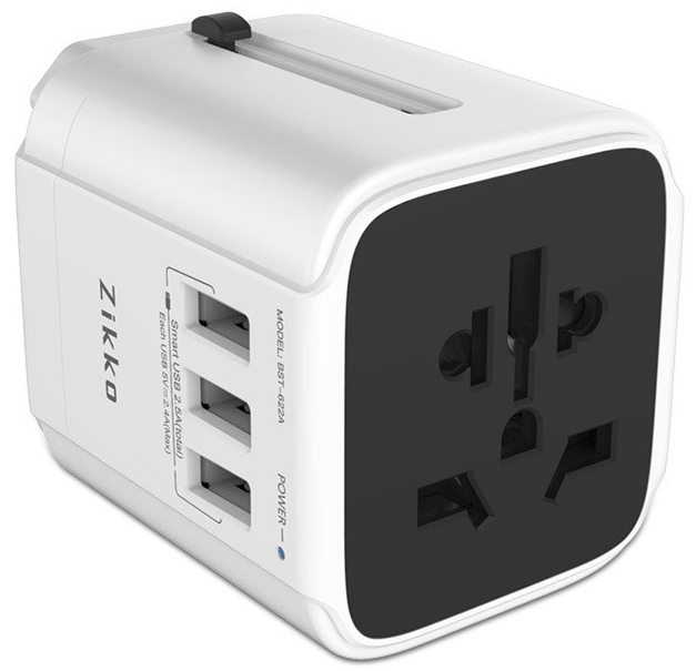 фото Сетевая зарядка Zikko Worldwide Travel Adaptor BST-622 (White)