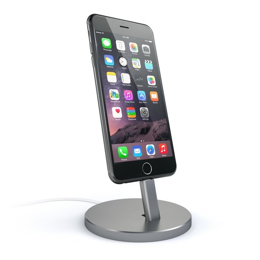 фото Подставка док-станция Satechi Aluminum Desktop Charging Stand для iPhone с Lightning разъемом. Материал алюминий. Цвет серый космос.Satechi Aluminum Desktop Charging Stand for iPhone