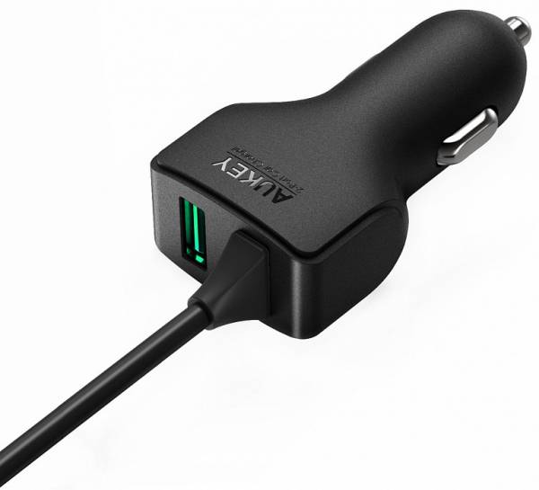 фото Автомобильное зу Aukey Car Charger with Type-C line and 1-Port (5V 3A + 5V 2.4A) (black)