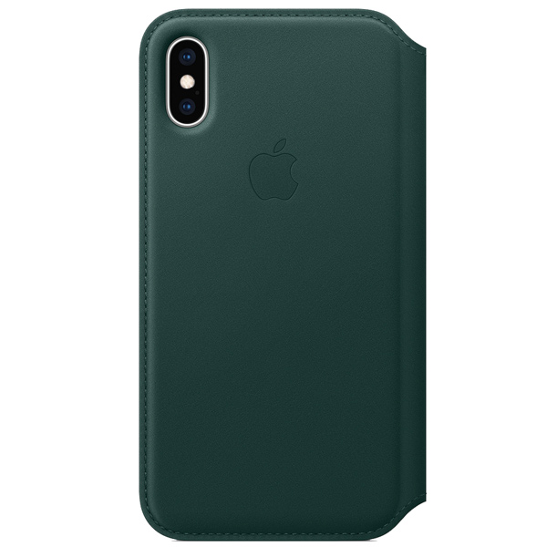 фото Кожаный чехол Apple Leather Folio для iPhone XS, цвет (Forest Green) зелёный лес