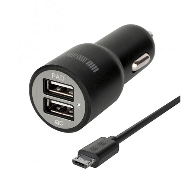 фото Автомобильное зарядное устройство RT:2USB+microUSB2А+2А +Quick Charge 5/9/12V