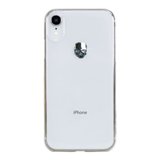 фото Чехол Bling My Thing для iPhone XR с кристаллами Swarovski. Коллекция Treasure. Дизайн Silver Skull. Цвет прозрачный