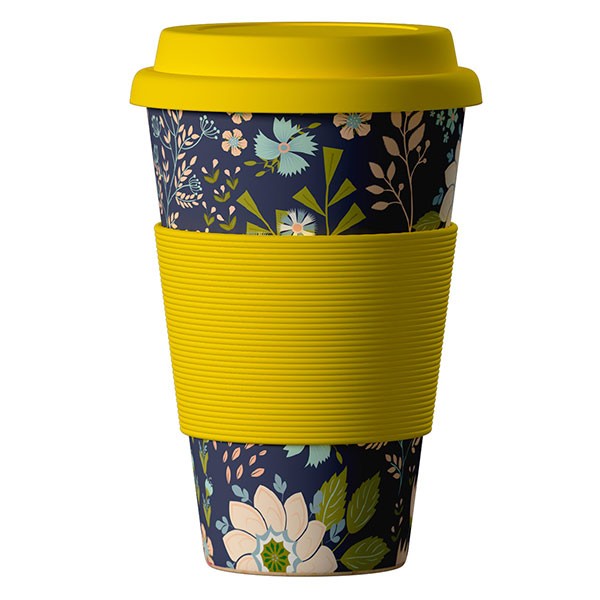 фото ЭКО Стакан из бамбукового волокна &amp;quot;BambooCup&amp;quot;, Цветы, 400 МЛ