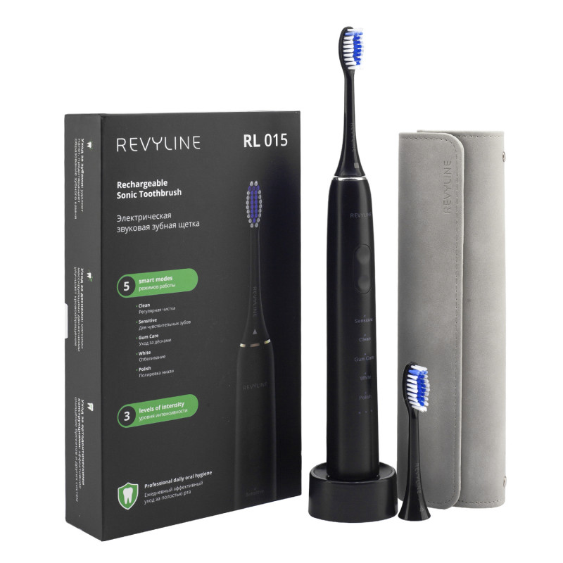 фото Revyline. Электрическая звуковая зубная щетка RL015, цвет черный