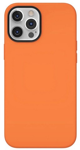 фото Чехол-накладка SwitchEasy MagSkin для iPhone 12 & 12 Pro (6.1"). Совместим с Apple MagSafe. Материал: силикон. Цвет: оранжевый