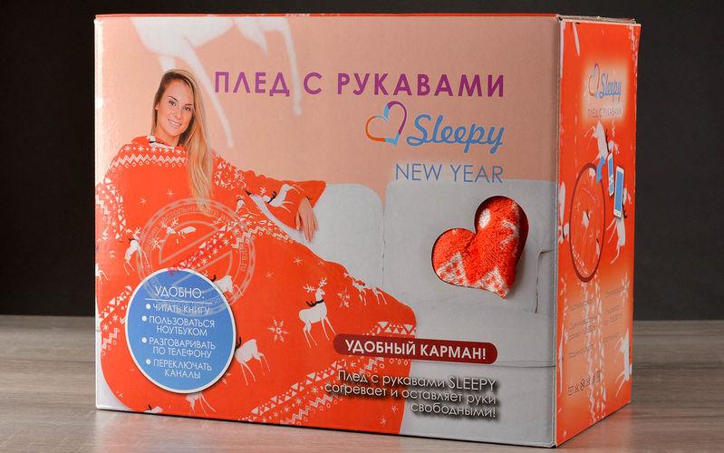 фото Sleepy: Плед с рукавами New Year Red Deers (красный)