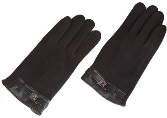 фото Перчатки iCasemore для емкостных дисплеев кашемировые с пряжкой. Черный