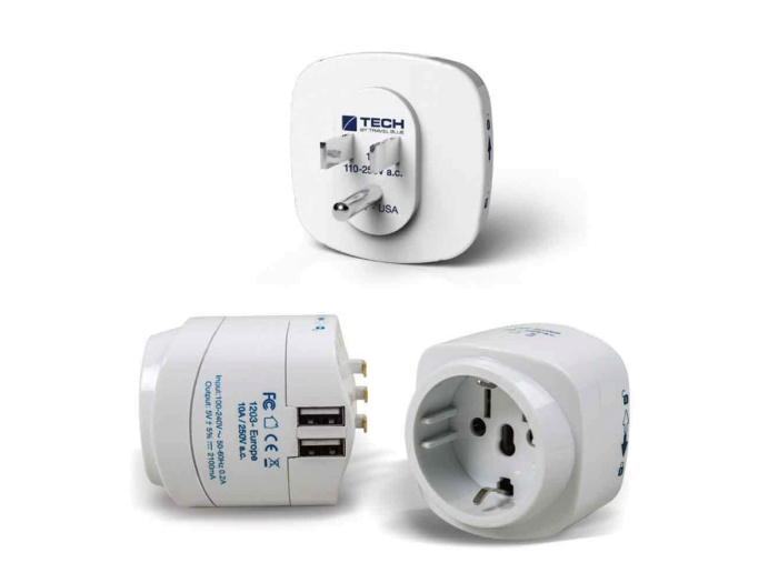 фото Сетевой адаптер-переходник с USB-портом для зарядки Travel Blue EU-to-USA (945), цвет белый