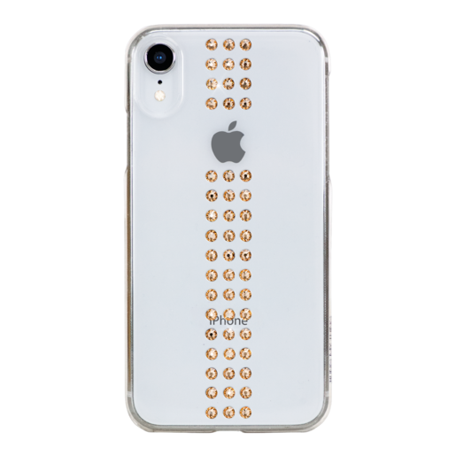 фото Чехол Bling My Thing для iPhone XR с кристаллами Swarovski. Коллекция Stripe. Дизайн Gold. Цвет прозрачный