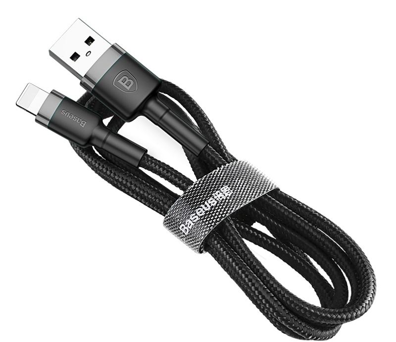 фото Кабель для iPod, iPhone, iPad Baseus Kevlar Cable USB For Lightning 2A 0.5M (Grey/Black)