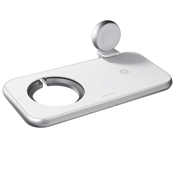 фото Беспроводное зарядное устройство ZENS Aluminium 4 - 1 Wireless Charger with 45W USB PD для MagSafe. Цвет белый