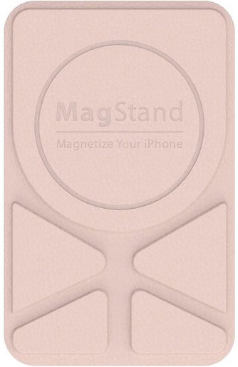 фото Магнитное крепление-подставка SwitchEasy MagStand Leather Stand для зарядного устройства Apple MagSafe. Совместимо с Apple iPhone 12&11. Внешняя отделка: искусственная кожа (полиуретан). Цвет: розовый