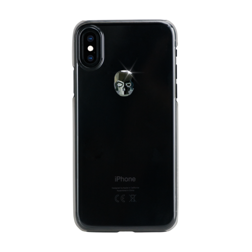 фото Чехол Bling My Thing для iPhone XS/X, с кристаллами Swarovski. Материал пластик. Коллекция Treasure. Дизайн Hematite Skull. Цвет прозрачный