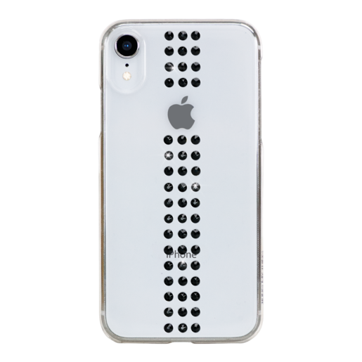 фото Чехол Bling My Thing для iPhone XR с кристаллами Swarovski. Материал пластик. Коллекция Stripe. Дизайн Jet. Цвет прозрачный