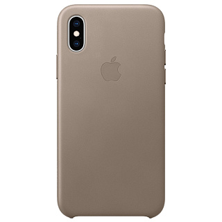 Кожаный чехол Apple Leather Case для iPhone XS, цвет (Taupe) платиново-серый