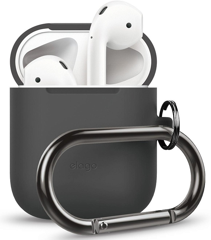 фото Чехол из силикона с карабином Elago Airpods hang case / Dark grey