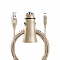 Автомобильное зарядное устройство LENZZA Razzo Metallic Car Charger. Два порта USB 5В, 2,1А. В комплекте: кевларовый кабель Lightning to USB Cable. Цвет золотой.
Lenzza Razzo Metallic Car Charger with Nylon Braided Lightning Kevlar Cable - Gold