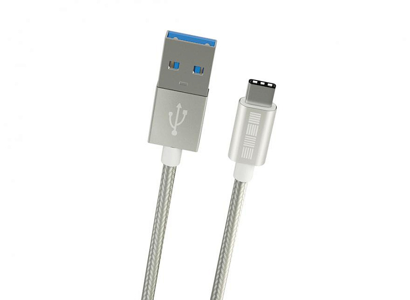 фото TypeC-USB AUSB3.0 кабель нейлон Silver, длина 1м