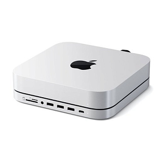 USB док станция с подставкой Satechi Mac Mini Stand & Hub для Mac Mini w/ SSD Enclosure. Цвет: серебристый