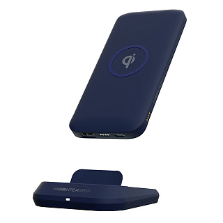 Внешний Аккумулятор 10DQi с док-станцией и беспроводной зарядкой, синий