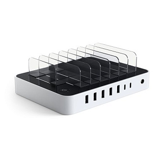 Зарядная док-станция Satechi 7-Port USB Charging Station Dock для мобильных устройств. Разъемы: USB 5В/1А - 3 шт., USB 5В/2,4А - 2 шт. Type-C 5В/3А - 2 шт. Цвет белый.