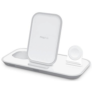Беспроводное зарядное устройство Mophie 3-in-1 Wireless Charging Stand. Цвет: белый