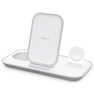 Беспроводное зарядное устройство Mophie 3-in-1 Wireless Charging Stand. Цвет: белый