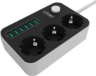 Cетевой удлинитель LDNIO 2500W 10A Cord length:1.6m 6 USB port,3.4A
