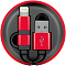 Кабель-рулетка MicroUSB+TypeC, USB2.0, Алюминиевый корпус, Цвет черный/красный,длина 1м